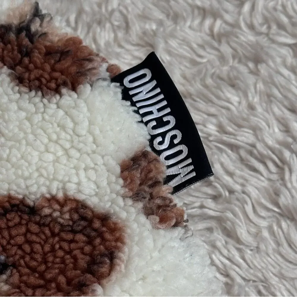 Moschino Cozy Teddy Bear Patterned Sherpa Baby Onesie